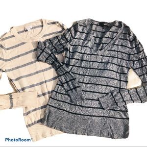 Tan and Gray Striped Sweaters
